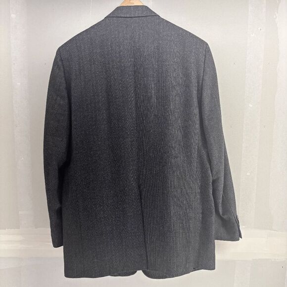 Biella Italy Pure Wool Suit Dark Charcoal Gray Pinstriped 38R Blazer 40x29 Pants - Picture 5 of 11